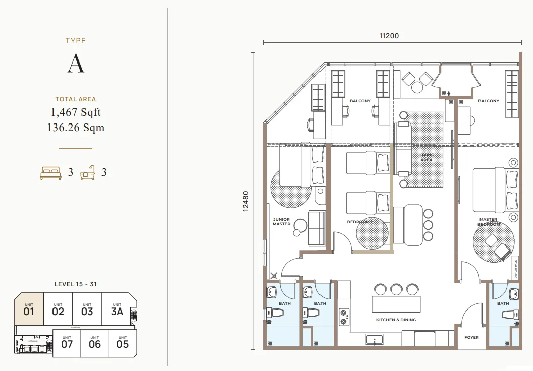 Type A floor plan