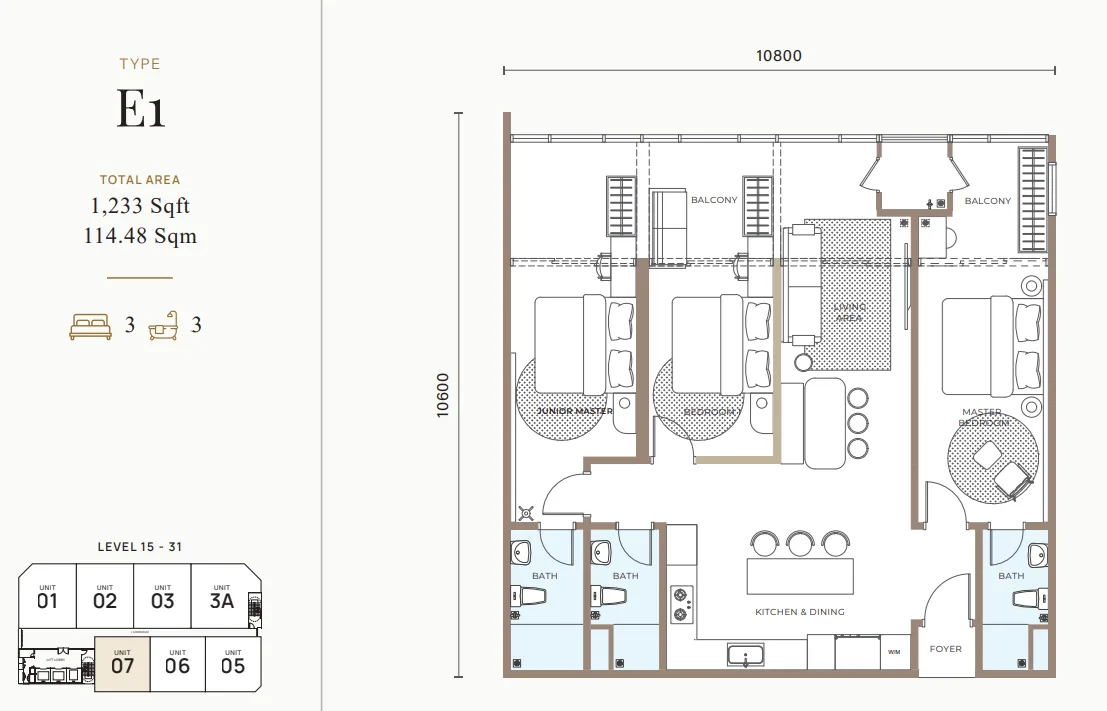 Type E1 floor plan